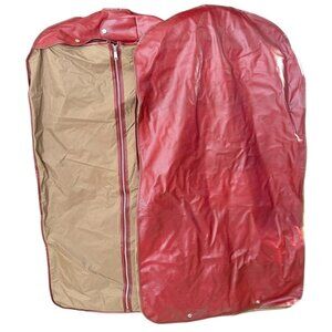 Sears Vintage Garment Bags Red & Beige With Zipper Closure 41"x24 Travel Closet